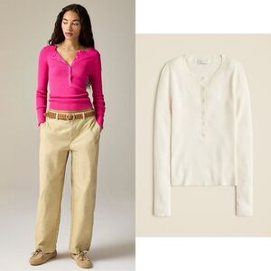 NWT J CREW Henley sweater in TENCEL™ blend in Cream/white
